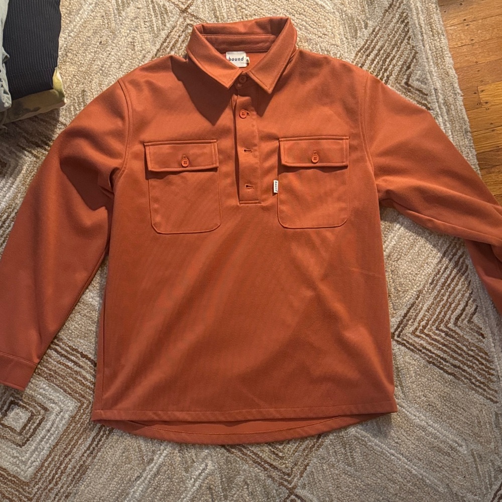 Bound Long Sleeve Half Button Down